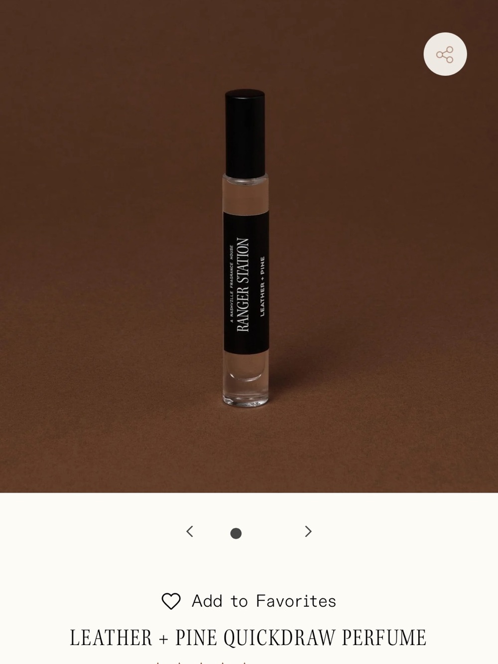 Ranger station Leather + Pine Roll-On Perfume